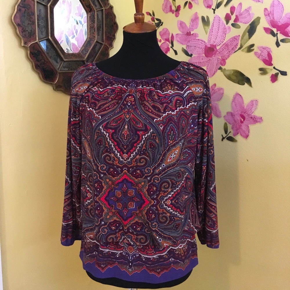 Coco Bianco Paisley Print Blouse Size Medium